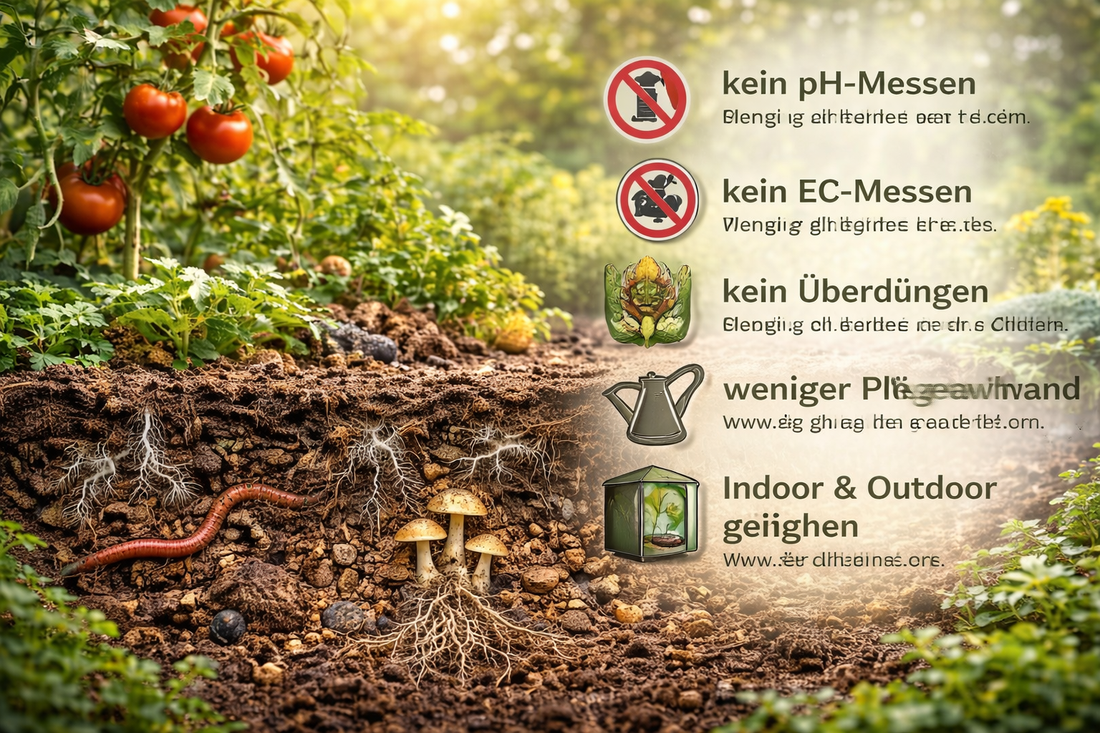 Living Soil System Vorteile mit lebendiger Erde, Mikroorganismen und dem MONTEZUMA24 System aus HUNAB, KUX PUR, IXIM und KAN 🌱