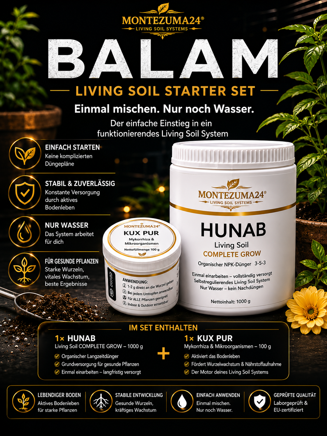 BALAM Living Soil Starter Set – Organischer Langzeitdünger | MONTEZUMA24