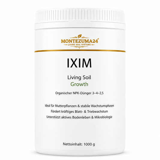 IXIM Living Soil Growth von MONTEZUMA24, organischer NPK-Dünger 3-4-2,5 für Wachstumsphase, Blattwachstum, Triebwachstum und aktives Bodenleben