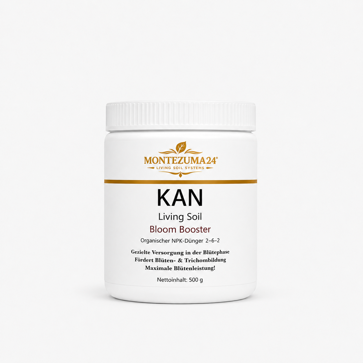 KAN Living Soil Bloom Booster 500 g von MONTEZUMA24, organischer NPK-Dünger 2-6-2 für die gezielte Versorgung in der Blütephase, Blütenbildung und Trichombildung