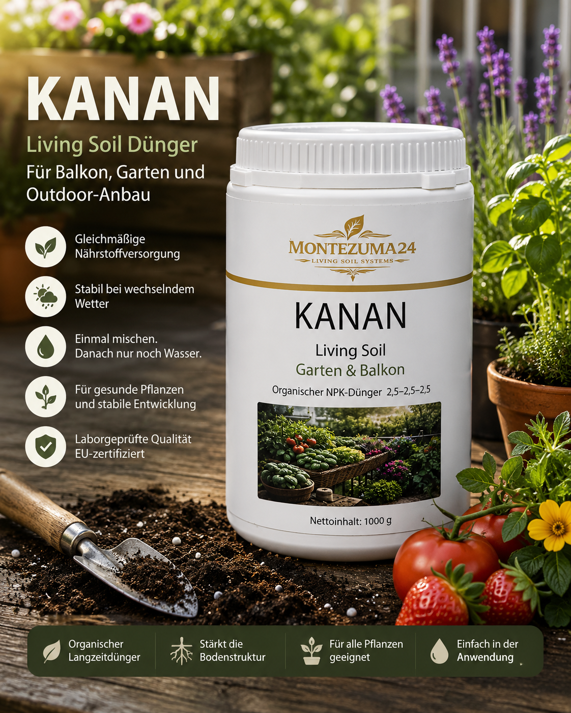 KANAN Organischer Dünger für Balkon & Garten – Langzeitdünger | MONTEZUMA24